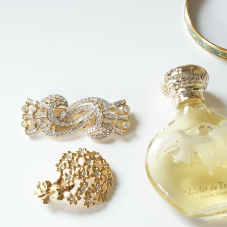 NINA RICCIニナリッチ アールデコ リボン ラインストーン ブローチ / ヴィンテージアクセサリー