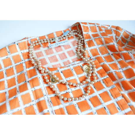 【New Vintage Stock】MARVELLAマーベラ ブラウンシャンパンカラー ガラスパール 2連ネックレス / ヴィンテージ・コスチュームジュエリー