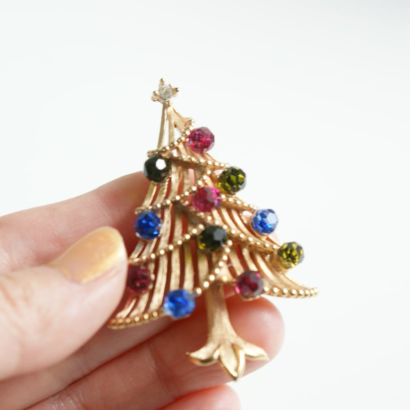 希少タグ付き　クラウンTrifari ヴィンテージ　ブローチ TRIFARIクラウントリファリ クリスマスツリー ブローチ/ ヴィンテージ