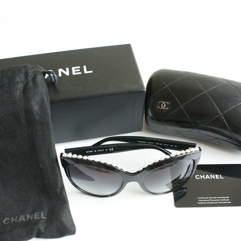 CHANELシャネル パール ブラック サングラス Box付き / ヴィンテージ