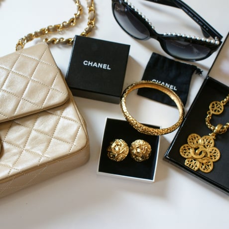 CHANELシャネル  ゴールド ココマーク サークル イヤリング 箱BOX付 / ヴィンテージアクセサリー