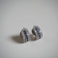 サファイアブルーガラス ペースト ピアス / アンティークジュエリー・アクセサリー