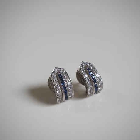 サファイアブルーガラス ペースト ピアス / アンティークジュエリー・アクセサリー