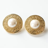 GIVENCHYジバンシィ ブランドロゴ ゴールド パール ビッグ イヤリング / ヴィンテージ・コスチュームジュエリー