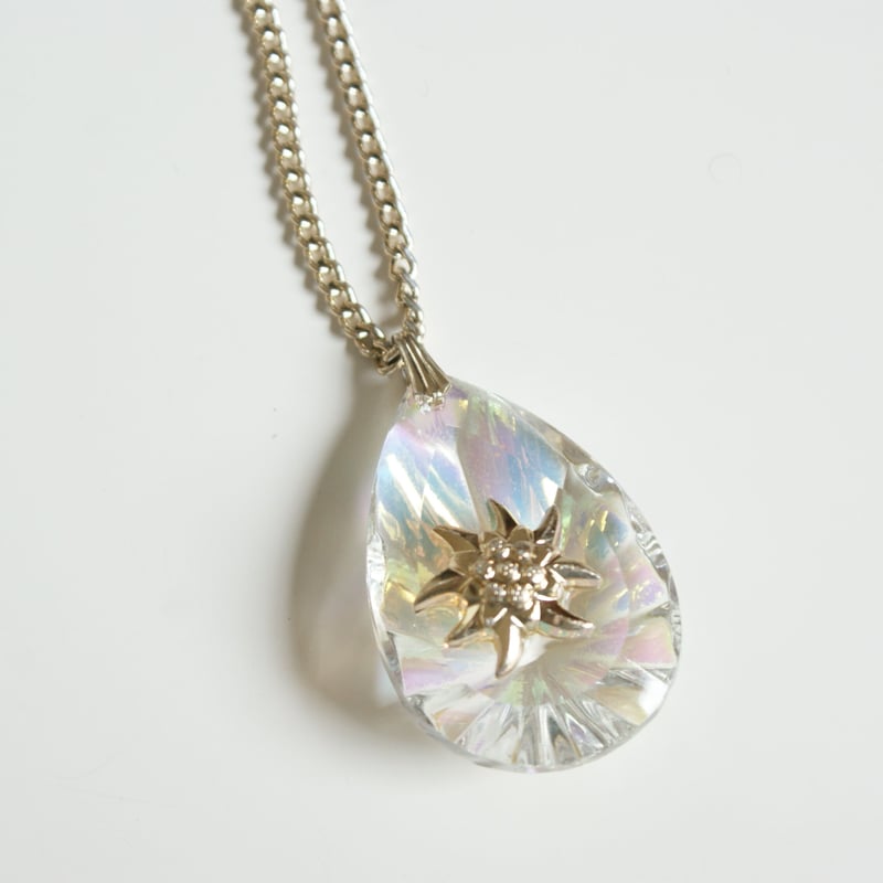 GERMANY ドイツ製 エーデルワイス ドロップ ガラス ペンダント