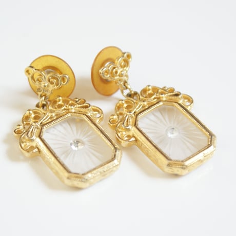 【アメリカ買付 】アールデコ ガラス ピアス/ ヴィンテージジュエリー・アクセサリー