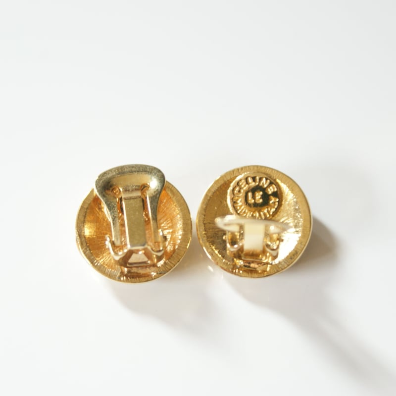 CELINE セリーヌ ゴールド ラインストーン イヤリング / ヴィンテージ  
