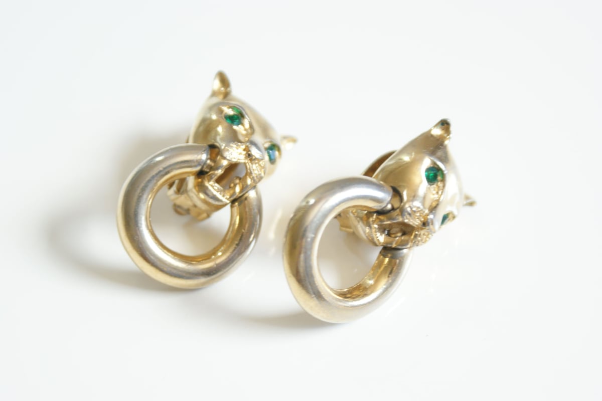 ジバンシィコスチュームジュエリーネックレスイヤリングビンテージ未使用品 フランス買付】GIVENCHYジバンシィ パンサー豹 イヤリング