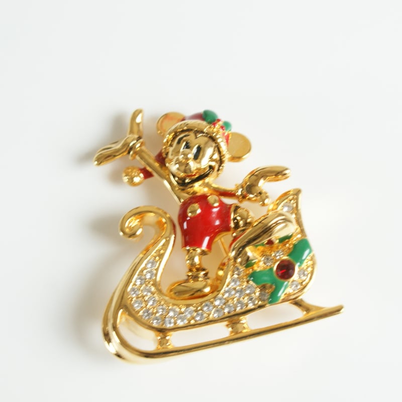 美品☆アメリカブランド、ネイピア(Napier)ブローチ刻印入り アメリカ買付】NAPIERネイピア DISNEY ディズニー ミッキー クリスマス
