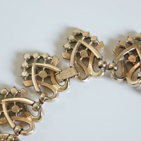 TRIFARIトリファリ /アルフレッド・フィリップ/ライムグリーン ラインストーン  ネックレス＆イヤリングセット/ ヴィンテージ・コスチュームジュエリー