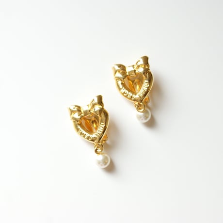 MOSCHINOモスキーノ / ハート リボン パール イヤリング / ヴィンテージアクセサリー