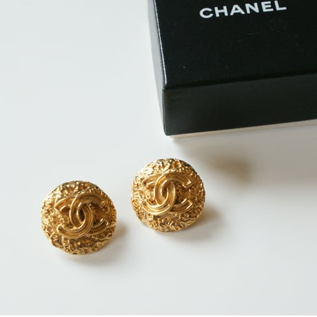 CHANELシャネル  ゴールド ココマーク サークル イヤリング 箱BOX付 / ヴィンテージアクセサリー