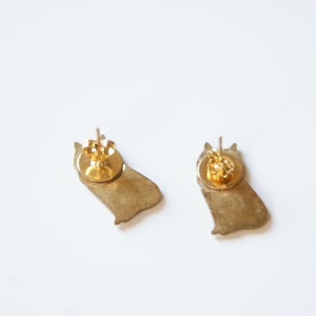 ペルシャ 猫 ゴールド ピアス / ヴィンテージアクセサリー