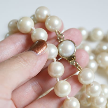 MONETモネ 大粒ガラスパール ロング ネックレス / ヴィンテージアクセサリー