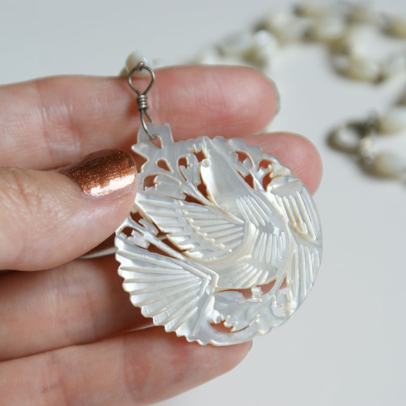 ベツレヘムパール 白蝶貝 鳩 バード ネックレス/ ヴィンテージ