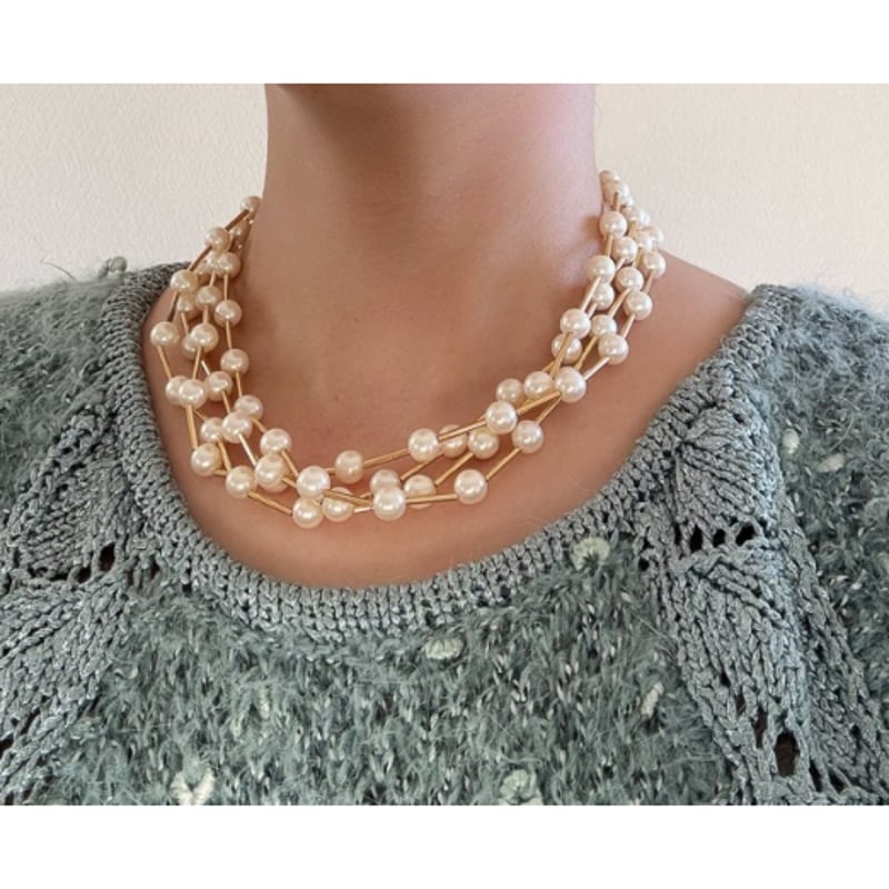 アメリカ買付】AVONエイボン 4連 パールネックレス/ ヴィンテージ