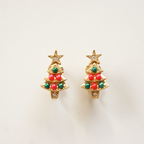 AVONエイボン クリスマスツリー カラフル パール イヤリング / ヴィンテージアクセサリー