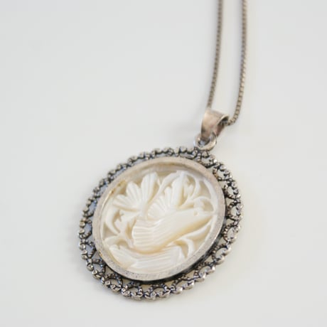 Special price【スペシャルプライス】ベツレヘムパール シルバー925 ハート装飾 バード マザーオブパール ネックレス/ ヴィンテージ・アンティークジュエリー