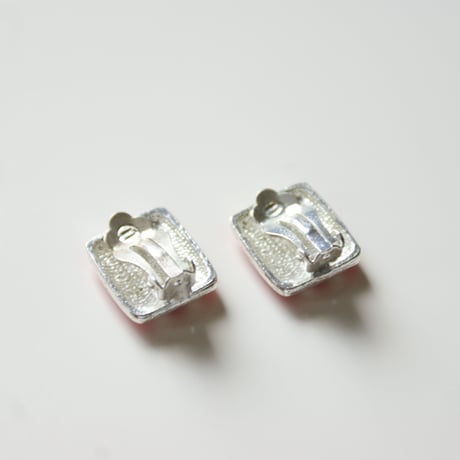 Special price【スペシャル プライス】ピンク エナメル ストライプ イヤリング / ヴィンテージアクセサリー