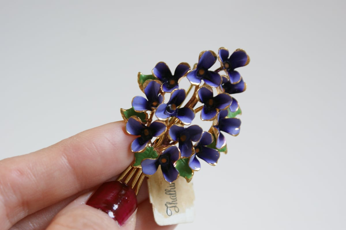 スミレ ブーケ パープル エナメル ブローチ/ ヴィンテージ