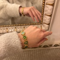 Special price【スペシャルプライス】フランス PARIS スーベニア グリーンエナメル レターブレスレット / ヴィンテージ・アンティークジュエリー