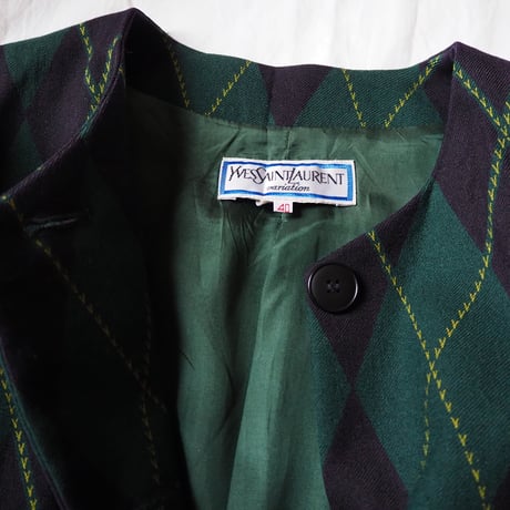 YVES SAINT LAURENT イヴサンローラン グリーン ジャケット ヴィンテージ レデイース ファッション