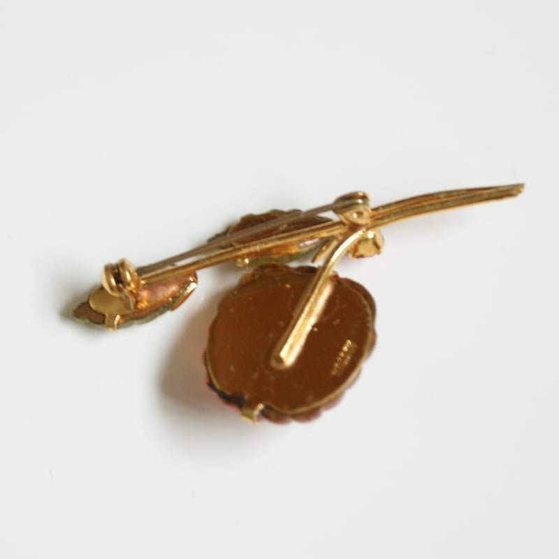 AUSTRIA オーストリア製 ピンクガラス ベリー ブローチ/ ヴィンテージ