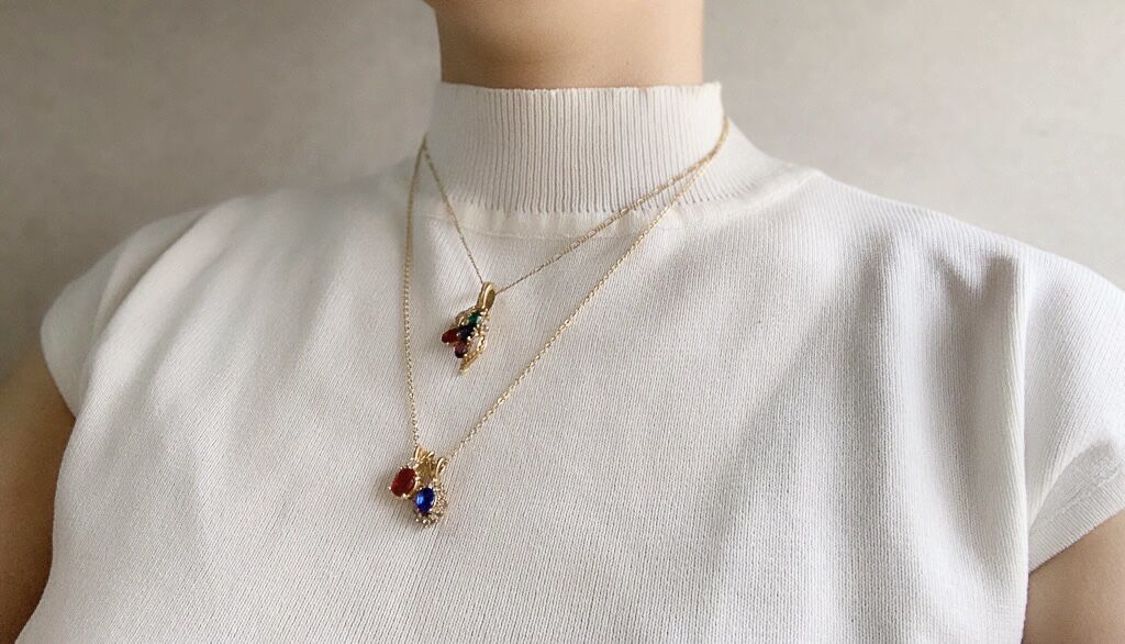 ROMANマルチカラー ラインストーン ネックレス / ヴィンテージ