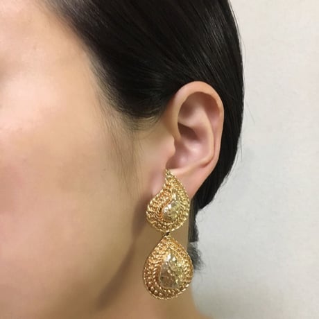 CHRISTIAN DIORクリスチャン・ディオール ゴールド ドロップ イヤリングBOX箱付き / ヴィンテージアクセサリー