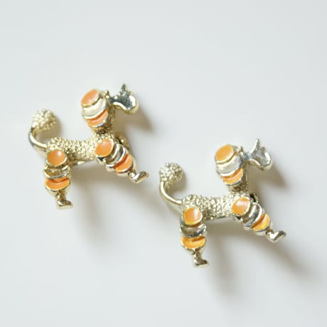 GERRY'S オレンジ エナメル プードル犬 ブローチ / ヴィンテージアクセサリー
