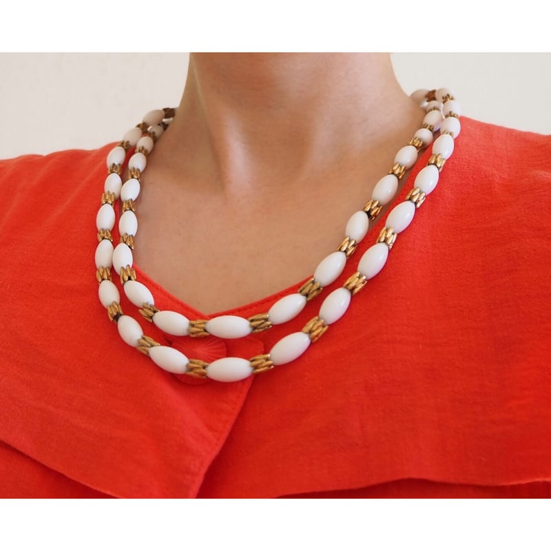 TRIFARIトリファリ ホワイトルーサイト 2連 ネックレス/ ヴィンテージ