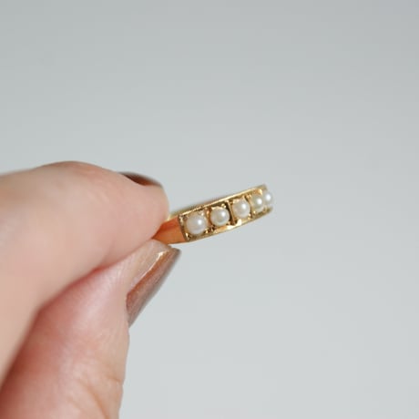 K18YG ５パール真珠 リング指輪 / ヴィンテージジュエリー・アクセサリー