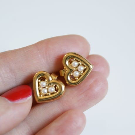 NINA RICCIニナリッチ ハートパール イヤリング / ヴィンテージアクセサリー