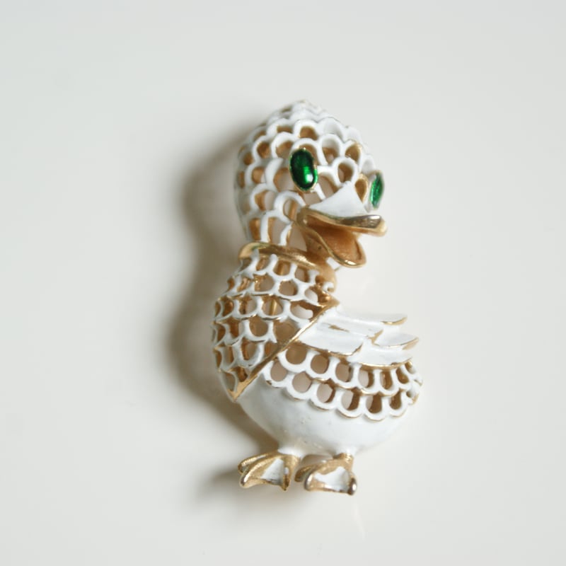 TRIFARIトリファリ アヒル ホワイトエナメル ブローチ / ヴィンテージ