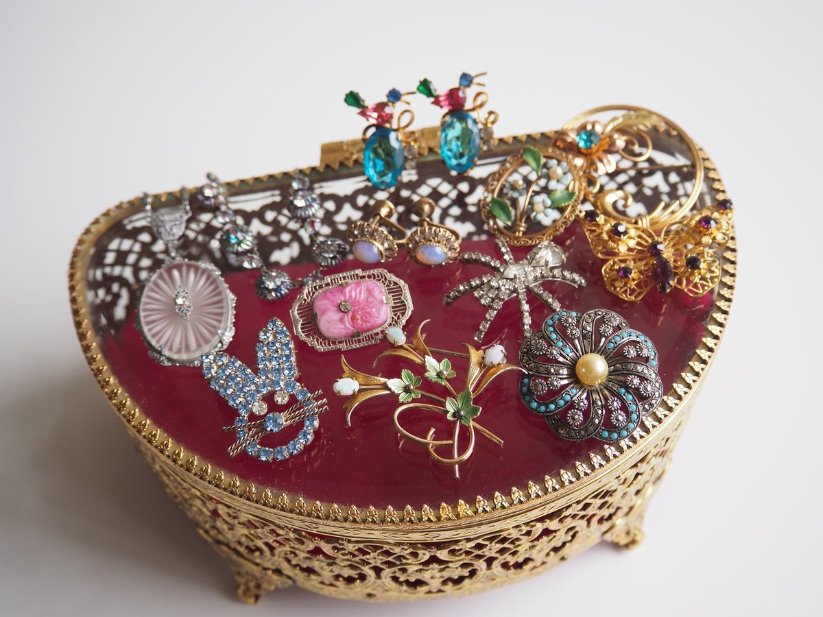 チェコスロバキア　ブローチ　出品未使用　まとめて アメリカ買付】Czechoslovakia チェコスロバキア製 ガラス バード ミニ