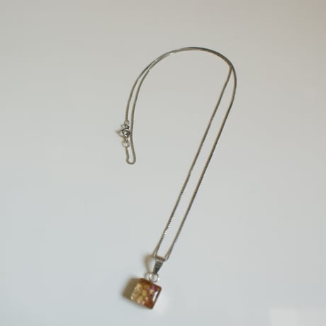 Silver925 メキシカンジュエリー 押し花 スクエア ネックレス/ ヴィンテージジュエリー・アクセサリー