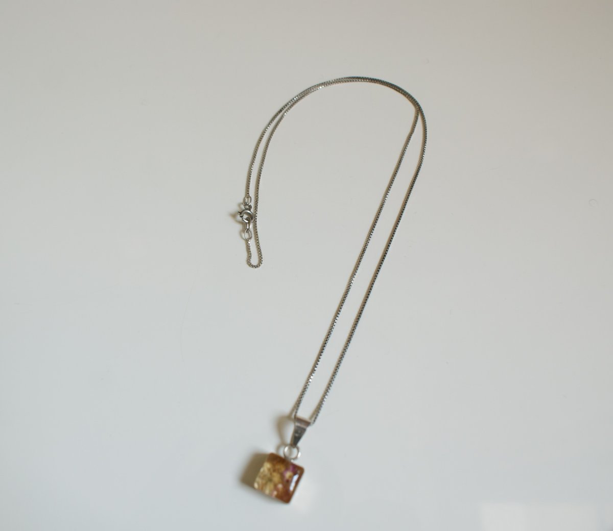 Silver925 メキシカンジュエリー 押し花 スクエア ネックレス Silver925 メキシカンジュエリー 押し花 スクエア ネックレス