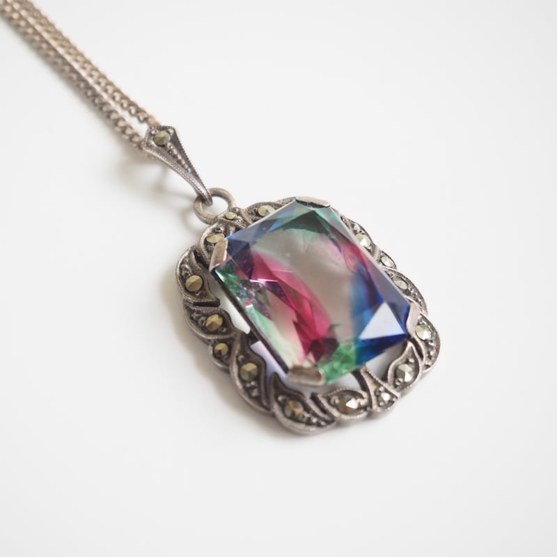 ヨーロッパ買付】シルバー835 大粒ラディアントカット アイリスガラス