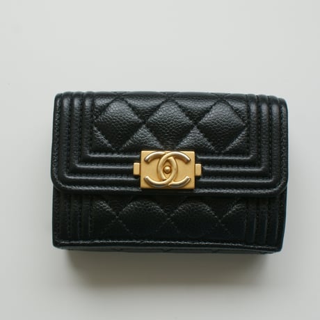 CHANEL シャネル キャビアスキン ココマーク ボーイシャネル ３つ折りウォレット財布