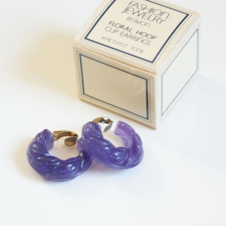アメリカ買付 AVON エイボン パープル ルーサイト リーフ イヤリング/ ヴィンテージアクセサリー