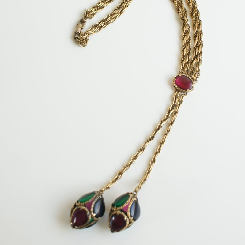 TRIFARI トリファリ ヴィンテージ ネックレス　ガラス TRIFARIトリファリ ガラス ラリエットネックレス/ ヴィンテージ