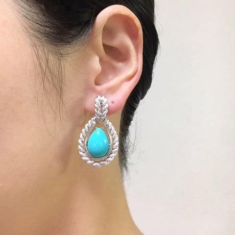 AVONエイボン ドロップ ターコイズ シルバー イヤリング / ヴィンテージ・コスチュームジュエリー