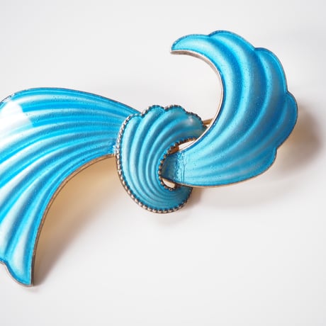 NORWAYノルウェー製 ブルーエナメル エマイユ リボン ブローチ  / ヴィンテージ・アンティークジュエリー