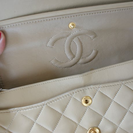 CHANELシャネル マトラッセベージュ 23 ダブルフラップ  箱BOX付 / ヴィンテージファッション