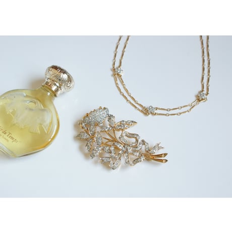NINA RICCIニナリッチ ミニフラワー ラインストーン  ネックレス / ヴィンテージアクセサリー