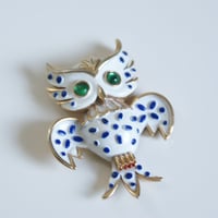 TRIFARIトリファリ ホワイトエナメル ふくろう ブローチ / ヴィンテージ・コスチュームジュエリー