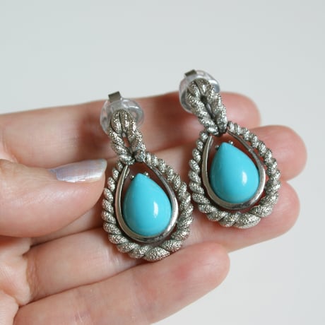AVONエイボン ドロップ ターコイズ シルバー イヤリング / ヴィンテージ・コスチュームジュエリー