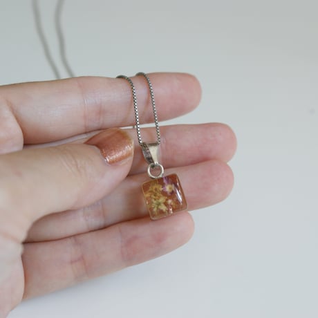 Silver925 メキシカンジュエリー 押し花 スクエア ネックレス/ ヴィンテージジュエリー・アクセサリー