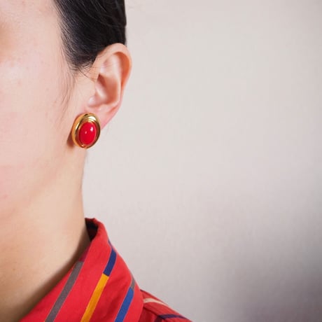 MONETモネ レッドルーサイト ピアス / ヴィンテージアクセサリー