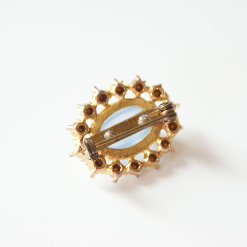 ブルームーンストーン ラインストーン ミニブローチ / ヴィンテージ